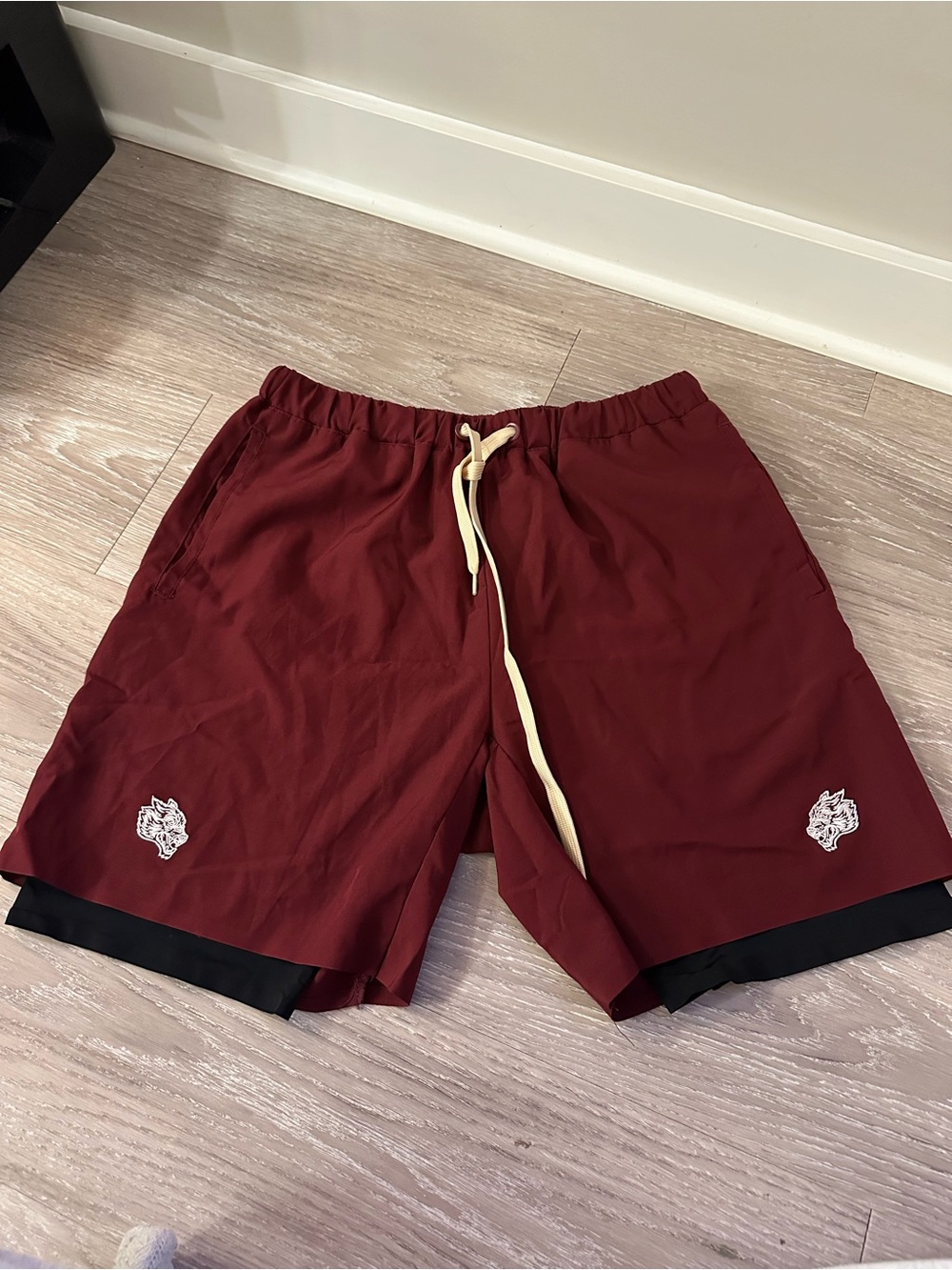 Darc Sport Men's Athletic Shorts in Burgundy with Black Trim
